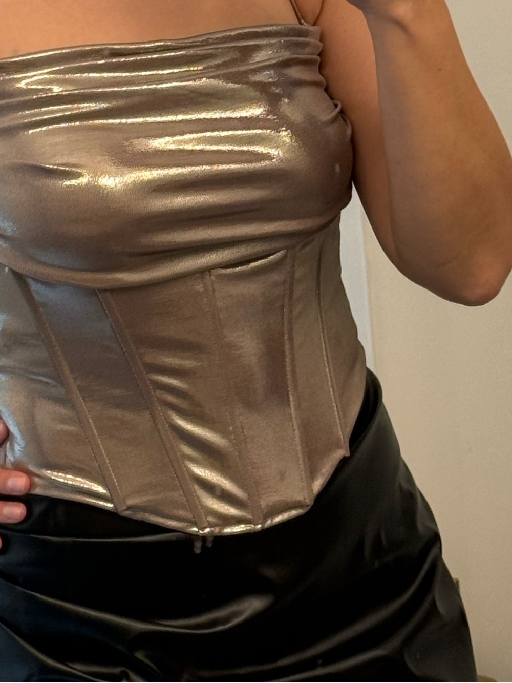 Metallic Bronze Spaghetti-Strap Corset Top like new wore once - Picture 2 of 4